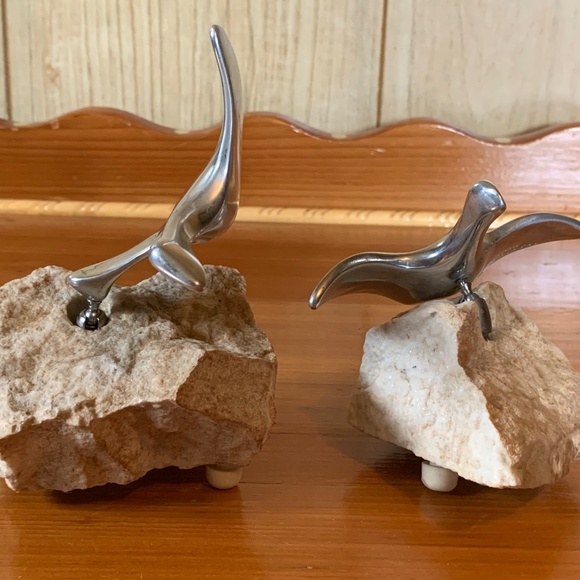 Vintage aluminum and granite Canada goose sculptures. Both hand signed and numbe - Picture 7 of 9